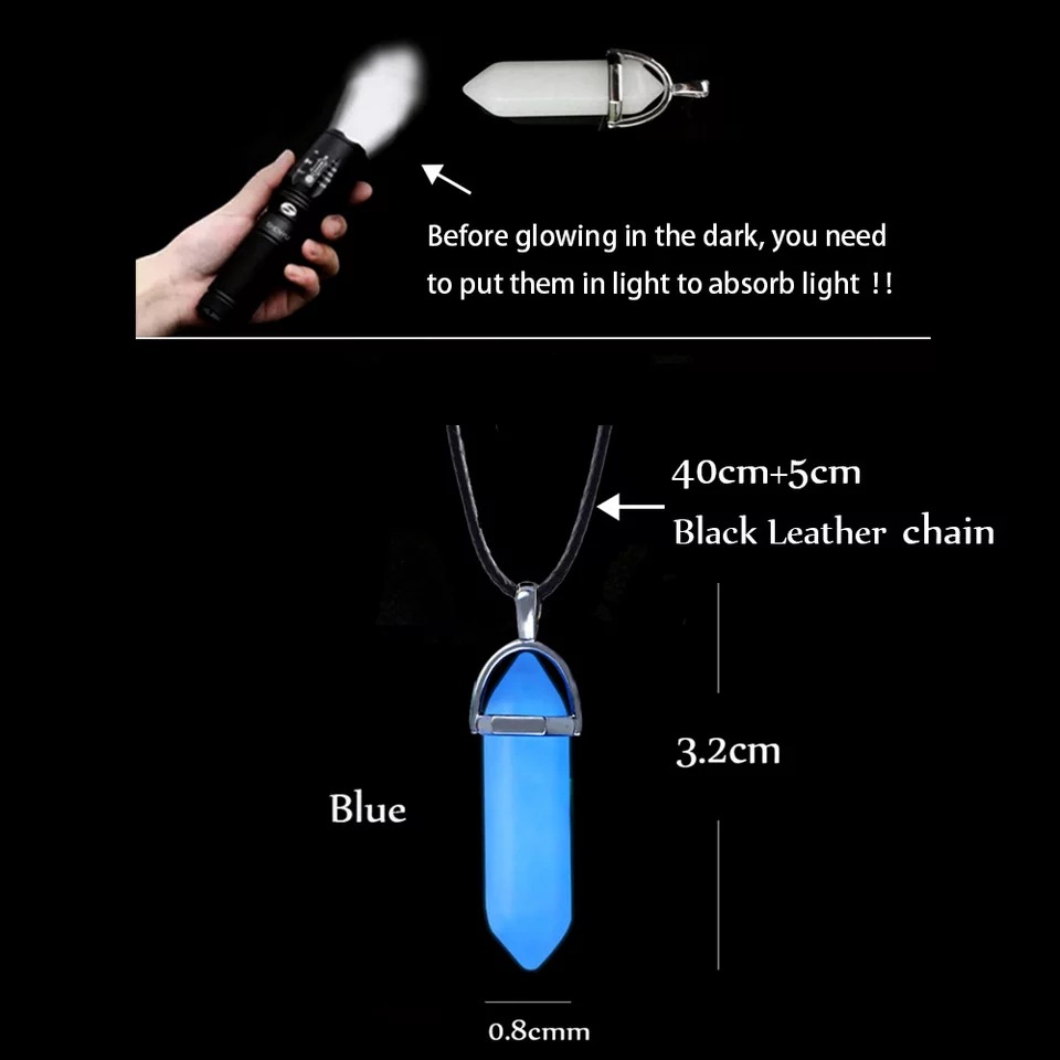 Glow-in-Dark Bullet Stone Pendant Necklace
